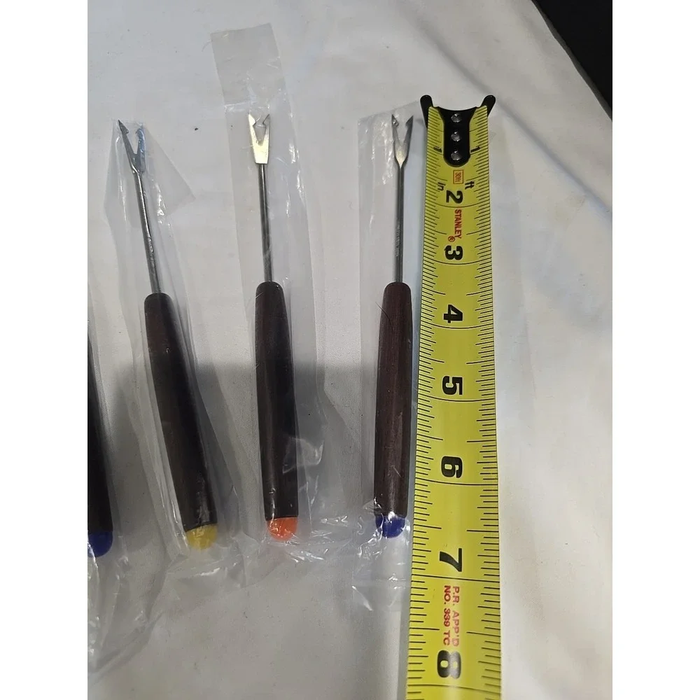Set of‎ 6 Fondue Forks Stainless Steel With Wood Handles, 6 1/2